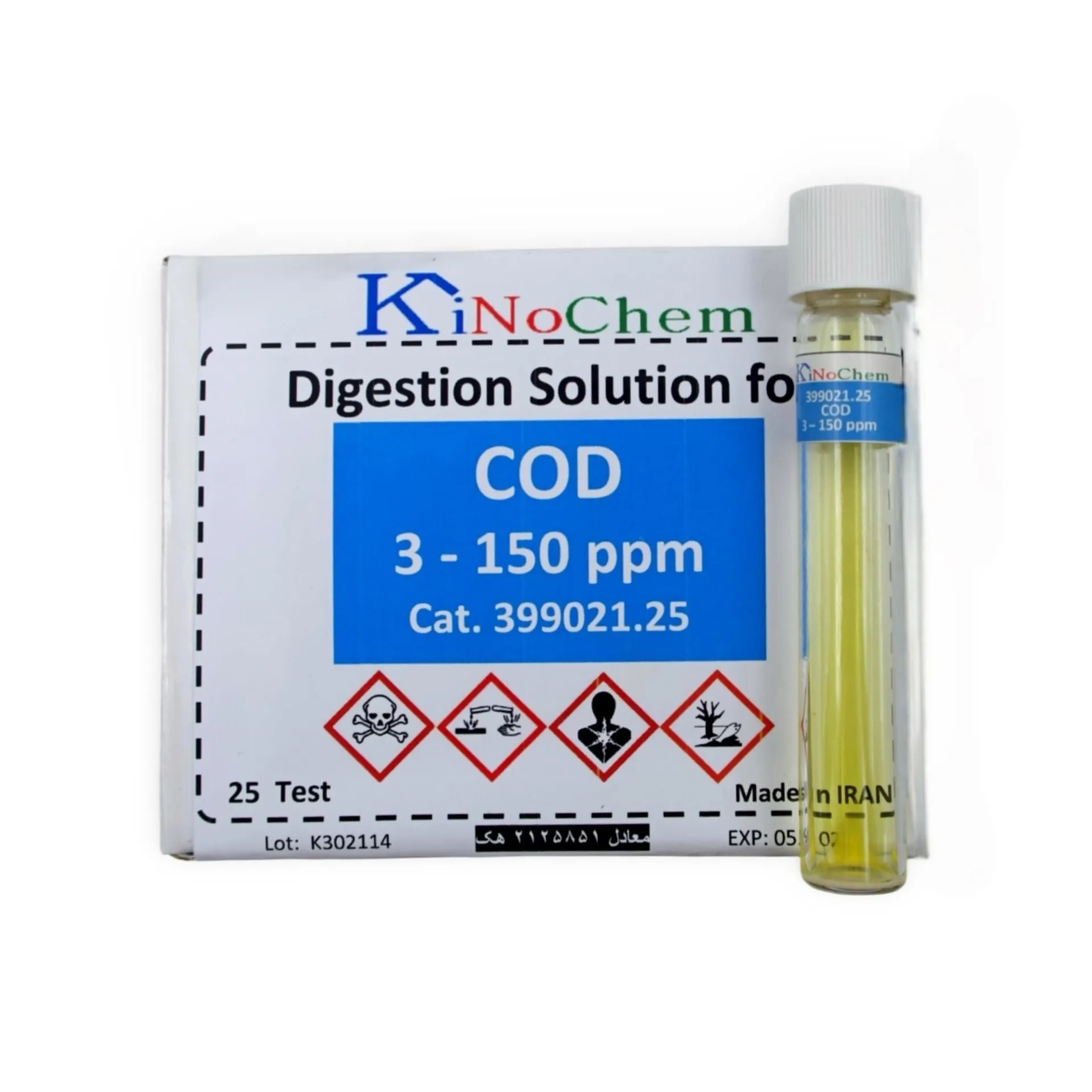 kinochem-399021-25 تست COD کینوکم 399021.25 – محدوده عملی ۳–۱۵۰ mg/L O₂ - Image 1